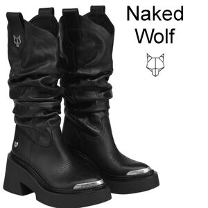 Naked Wolfe Black Leather Boots with Silver Accents
